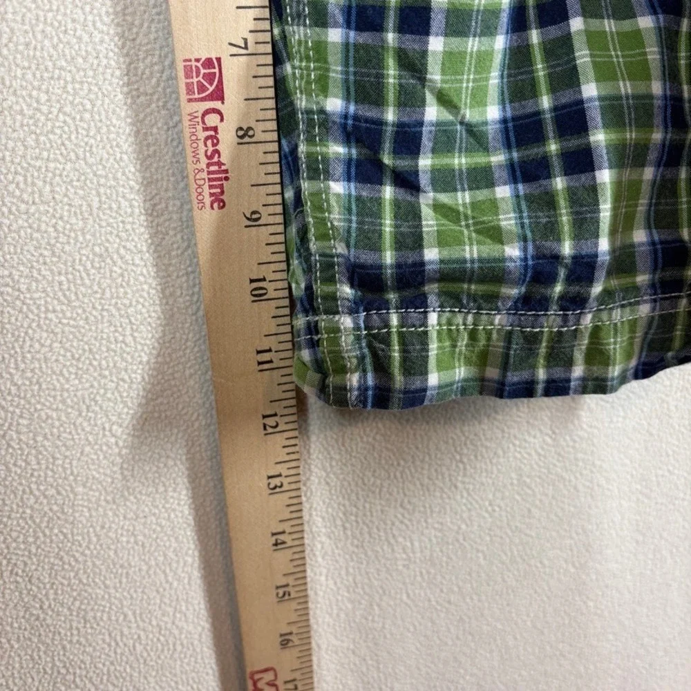Gap Kids Boys Cargo Shorts 14 Husky Green Plaid Casual Preppy Classic Utility